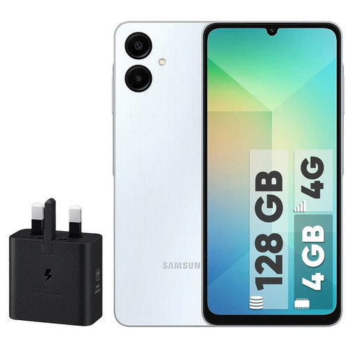 گوشی موبایل سامسونگ مدل Galaxy A06 دو سیم کارت ظرفیت 128 گیگابایت و رم 4 گیگابایت با گارانتی - به همراه شارژر 25 وات سامسونگ